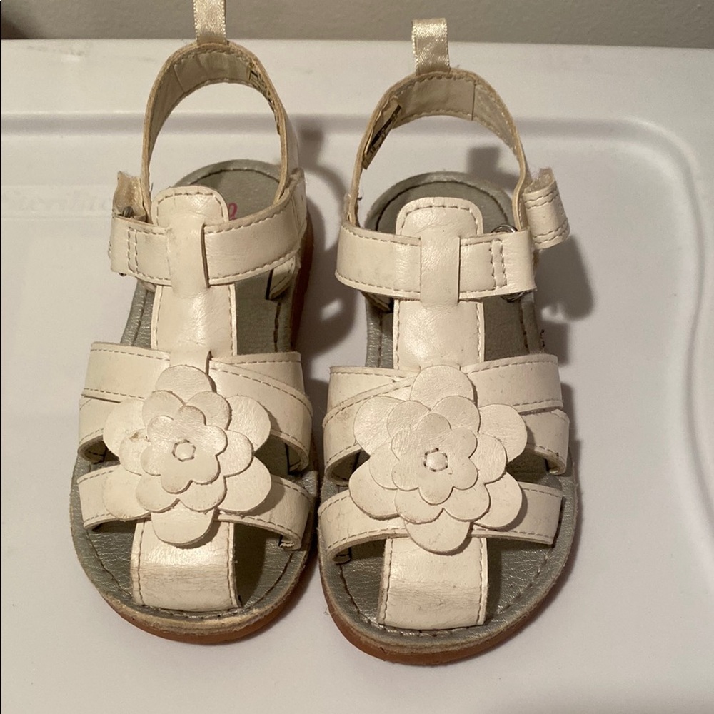 Carter's White Sandals with Flower Details